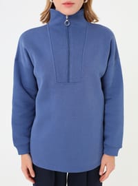 Sweatshirt mit halbem Rollkragen Indigo