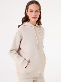 Oversize Sweatshirt und Jogginghose Zweiteiler Set Beige Benin