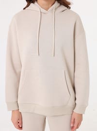Oversize Sweatshirt und Jogginghose Zweiteiler Set Beige Benin