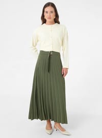 Plissierter Rock mit Schnalle Khaki