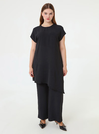 Leather Belt Detail Kap Blouse Trouser Set