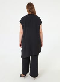 Leather Belt Detail Kap Blouse Trouser Set