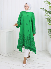 Emerald Tunic with Floral Pattern