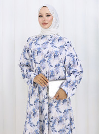 Blaues Blumenmuster Tunika Blau