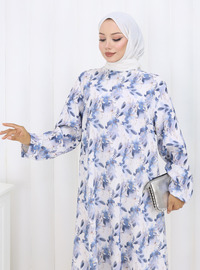 Blaues Blumenmuster Tunika Blau