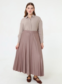 Pleated Plus Size Skirt Mink