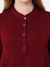 Robe Grande Taille Bouton Détail Toucher Doux Bordeaux Alia