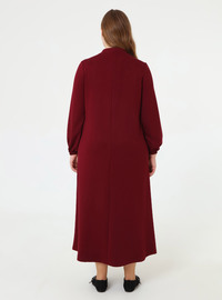 Robe Grande Taille Bouton Détail Toucher Doux Bordeaux Alia