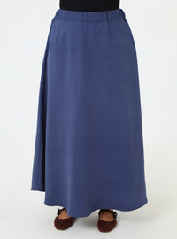 Soft Touch Gold Button Detail Shirt Skirt Plus Size Set Navy Blue