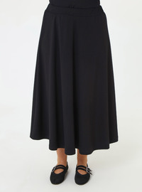 Soft Touch Button Detail Shirt Skirt Plus Size Set Black
