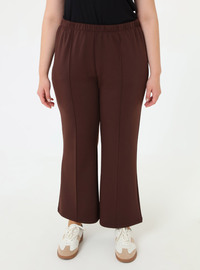 Zippered Hooded Sport Sweatshirt Pants Plus Size Set Brown