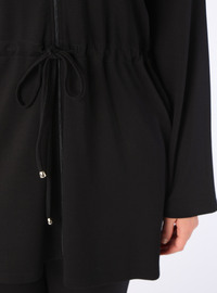 Tunique Pantalon Taille Cordon Fermeture Douce Grande Taille Ensemble Noir