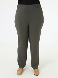 Toucher Doux Fermeture Éclair Cordon Taille Détail Tunique Pantalon Grande Taille Ensemble Kaki