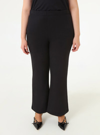 Side Tie Detail Blouse Pants Plus Size Set Black Ecru Alia