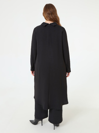 Stone Detail Plus Size Long Tunic Black
