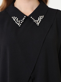 Stone Detail Plus Size Long Tunic Black