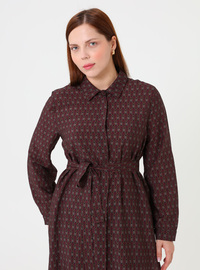 Plus Size Patterned Tunic - Burgundy