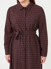 Plus Size Patterned Tunic - Burgundy