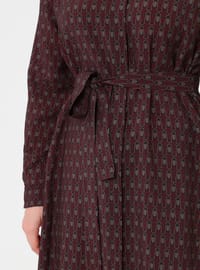 Plus Size Patterned Tunic - Burgundy