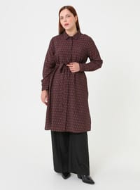 Plus Size Patterned Tunic - Burgundy