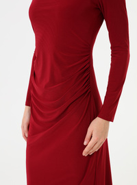 Kleid mit Raffungen Burgunderrot