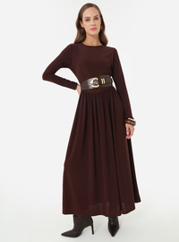 Modest Dress with Corset Detail Bitter Chocolate