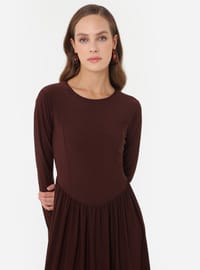 Modest Dress with Corset Detail Bitter Chocolate