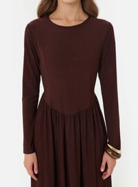 Modest Dress with Corset Detail Bitter Chocolate