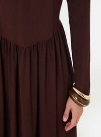 Modest Dress with Corset Detail Bitter Chocolate