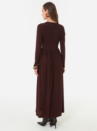 Modest Dress with Corset Detail Bitter Chocolate