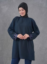 Navy Blue Tunic - Embroidered Detail