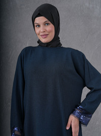 Navy Blue Tunic - Embroidered Detail