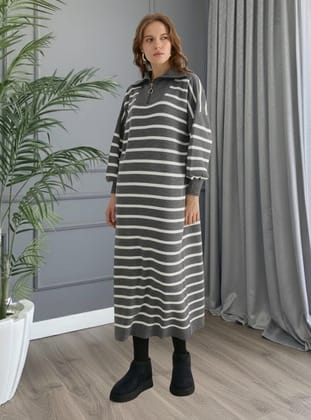 Anthrazit - Strickkleid - MODANURSEDA