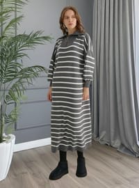 Striped Knit Dress Anthracite