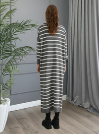 Striped Knit Dress Anthracite
