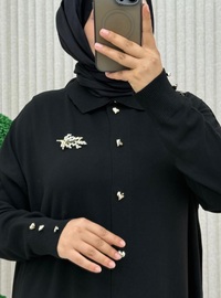 Siyah Düğmeli Hırka Siyah