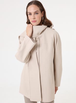 Beige - Coat - Refka