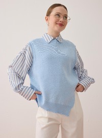 Triko Basic Süveter Mavi