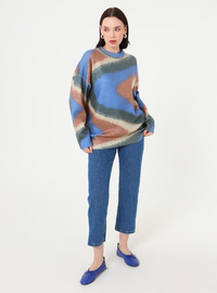 Pull en maille à motifs abstraits Marron