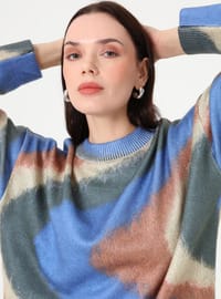 Pull en maille à motifs abstraits Marron