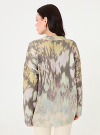 Pull Tricot Motif Abstrait Motif Jaune