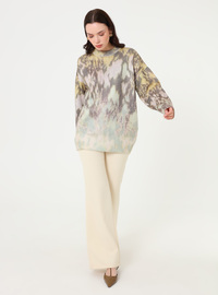 Pull Tricot Motif Abstrait Motif Jaune