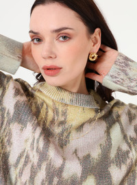 Pull Tricot Motif Abstrait Motif Jaune
