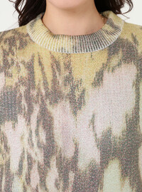 Pull Tricot Motif Abstrait Motif Jaune