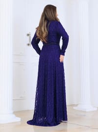 Robe de Soirée Détail Dentelle Violet