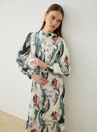 Geblümtes Satin Hijab Kleid