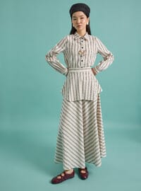 Ensemble Chemise & Jupe Rayée Bleu