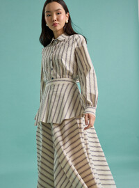 Ensemble Chemise & Jupe Rayée Bleu
