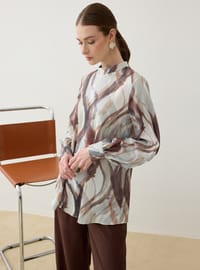 Tunique Basique Motif Pinceau Marron Motif Refka