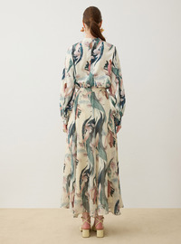 Printed Basic Tunic Green Leaf Pattern Refka